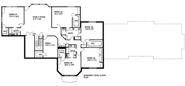 Craftsman Floor Plan - Lower Floor Plan #117-684