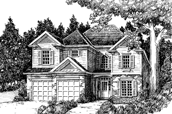 Exterior - Front Elevation 3 for Colonial House Plan #927-630 - 4 bed, 2.5 bath