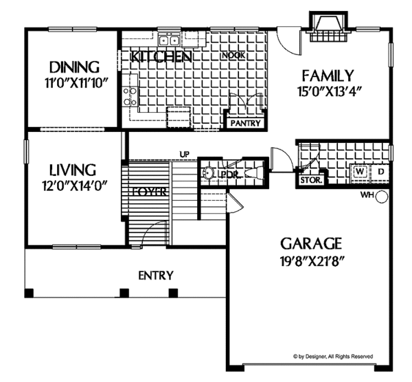 House Plan Design - Country Floor Plan - Main Floor Plan #999-84