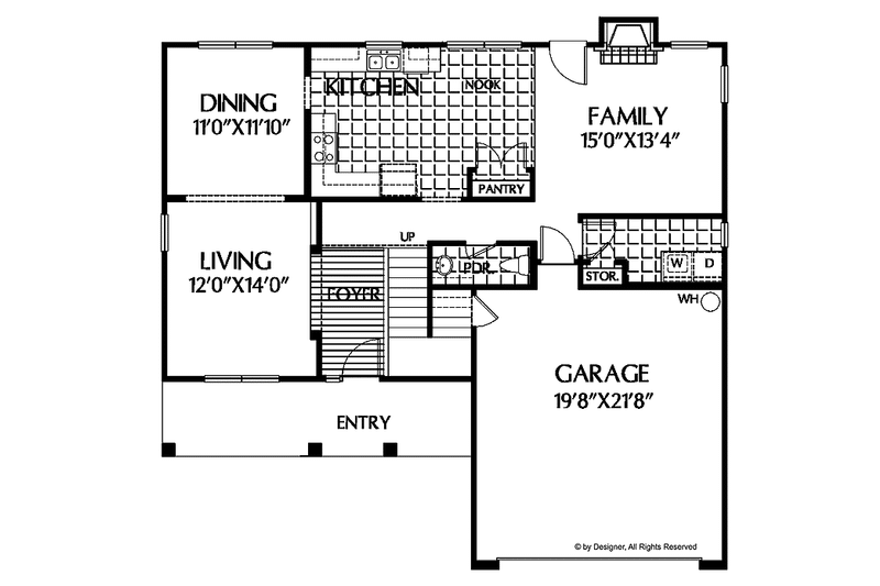 Home Plan - Floor Plan - Main Floor for Country House Plan #999-84 - 3 bed, 2.5 bath