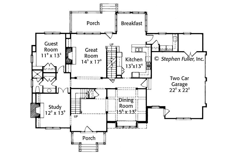 Home Plan - Floor Plan - Main Floor for Colonial House Plan #429-343 - 4 bed, 4 bath