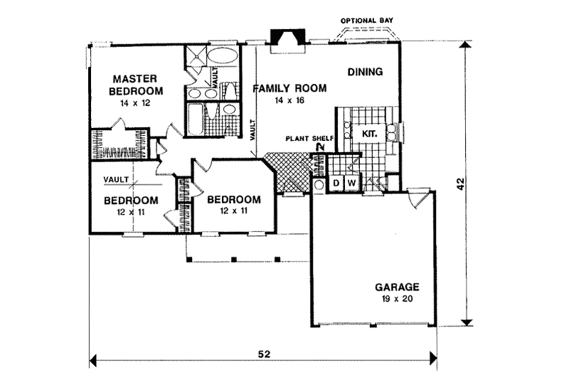 Architectural House Design - Floor Plan - Main Floor for Traditional House Plan #56-107 - 3 bed, 2 bath