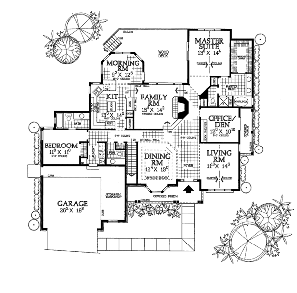 House Blueprint - Country Floor Plan - Main Floor Plan #72-1001