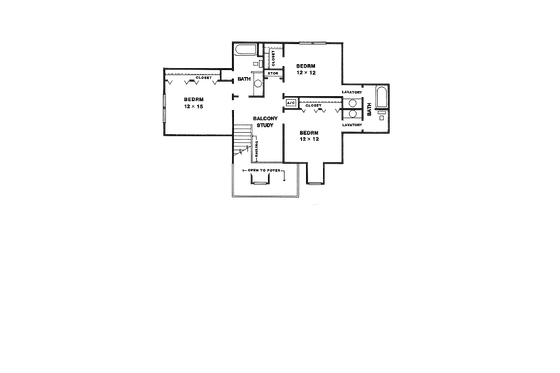 Floor Plan - Upper Floor for Farmhouse House Plan #14-204 - 4 bed, 3.5 bath