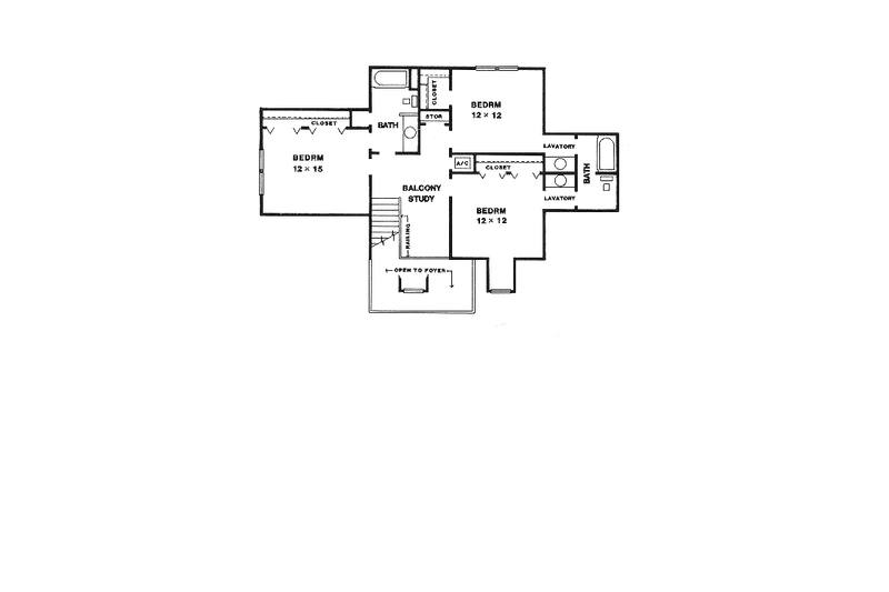 House Blueprint - Floor Plan - Upper Floor for Farmhouse House Plan #14-204 - 4 bed, 3.5 bath