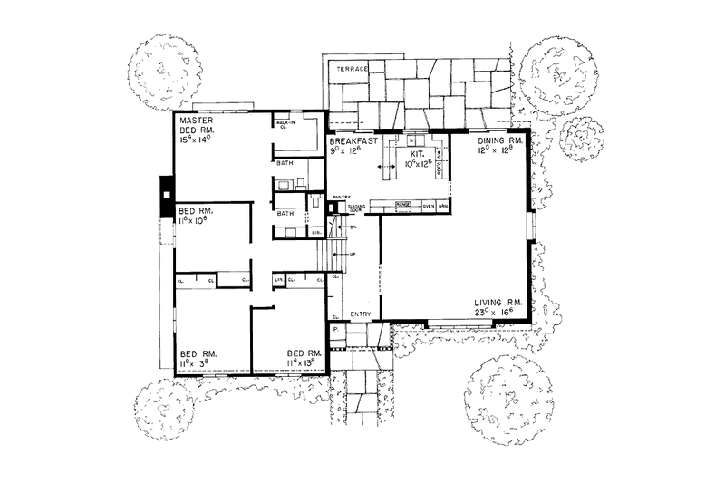 Home Plan - Floor Plan - Main Floor for Tudor House Plan #72-587 - 4 bed, 2.5 bath