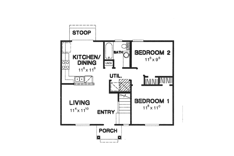 Home Plan - Floor Plan - Main Floor for Traditional House Plan #472-317 - 2 bed, 1 bath