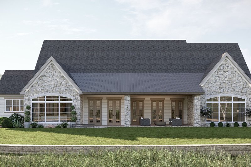 House Blueprint - Exterior - Rear Elevation for Modern House Plan #455-331 - 3 bed, 3.5 bath