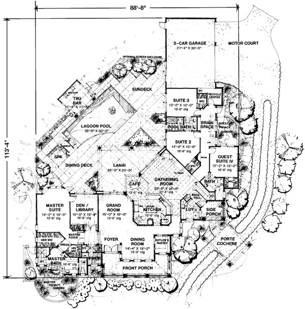 House Design - Mediterranean Floor Plan - Main Floor Plan #1007-10