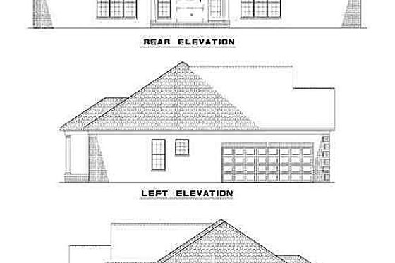 Exterior - Rear Elevation for European House Plan #17-1111 - 4 bed, 3 bath