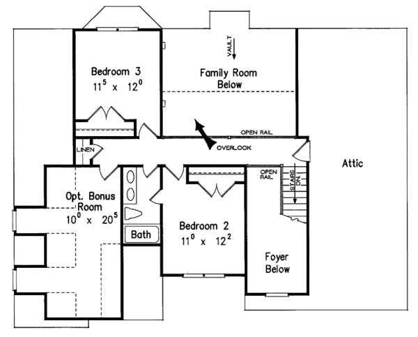 Architectural House Design - Colonial Floor Plan - Upper Floor Plan #927-205