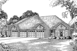 Exterior - Front Elevation for Ranch House Plan #17-2786 - 6 bed, 4 bath