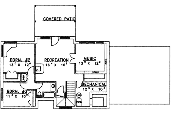 Floor Plan - Lower Floor for Traditional House Plan #117-281 - 3 bed, 2.5 bath