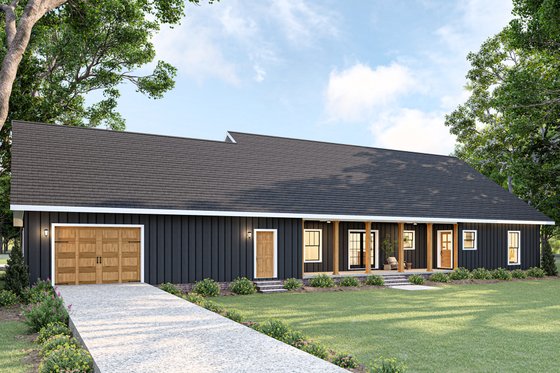 Exterior - Rear Elevation for Barndominium House Plan #44-294 - 4 bed, 3 bath
