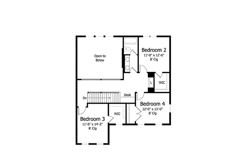 Home Plan - Floor Plan - Upper Floor for Colonial House Plan #51-1020 - 4 bed, 2.5 bath