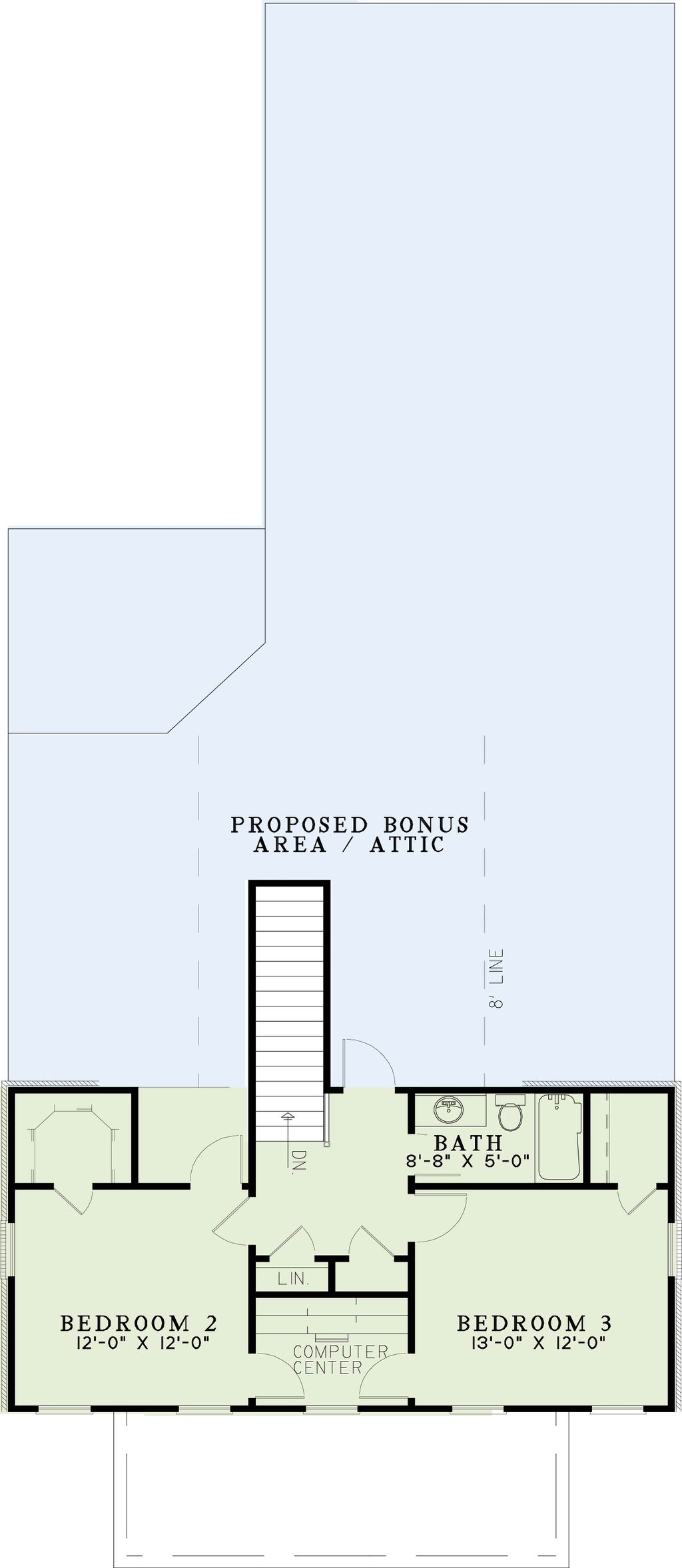 Floor Plan - Upper Floor for Colonial House Plan #17-2114 - 3 bed, 2.5 bath