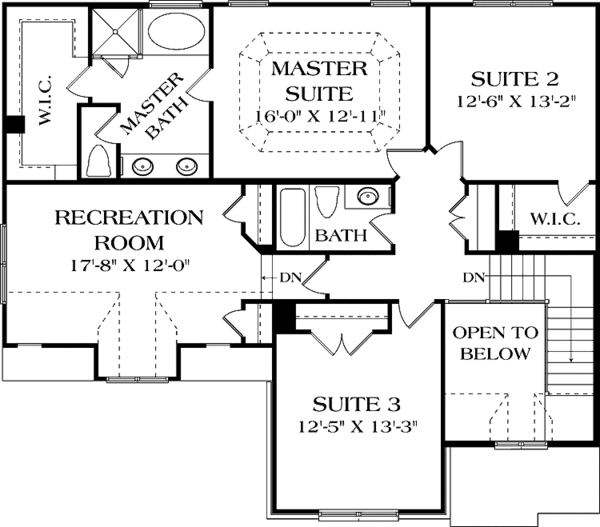 Dream House Plan - Traditional Floor Plan - Upper Floor Plan #453-518
