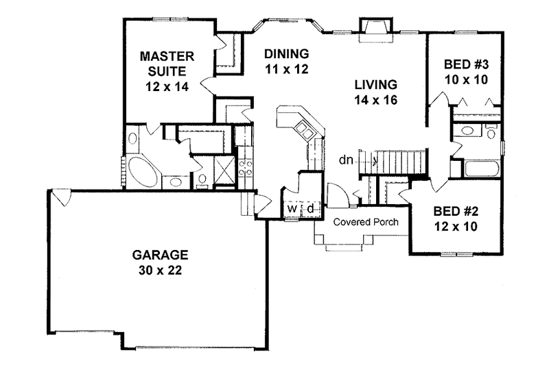 Home Plan - Floor Plan - Main Floor for Traditional House Plan #58-225 - 3 bed, 2 bath