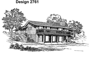 Exterior - Rear Elevation for Country House Plan #72-715 - 3 bed, 2.5 bath