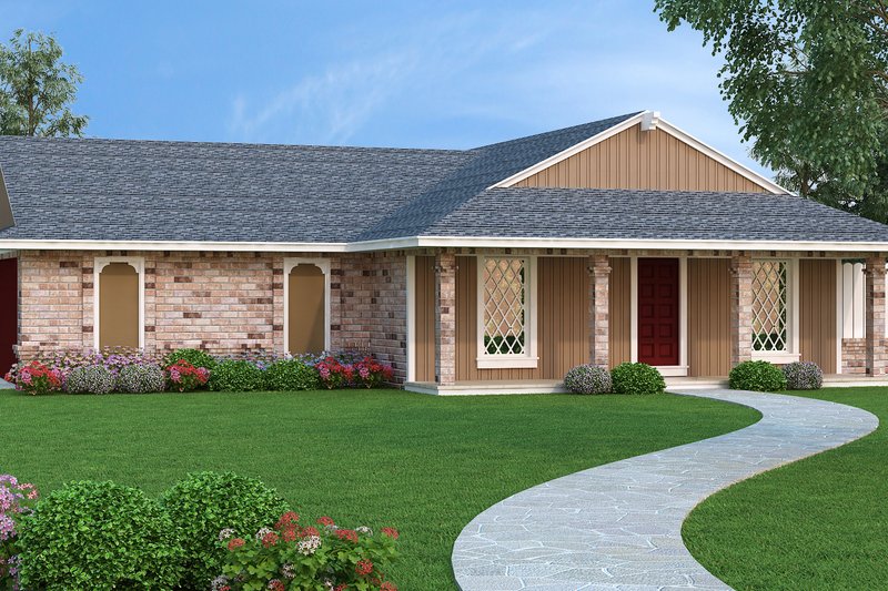 Home Plan - Exterior - Front Elevation 4 for Ranch House Plan #45-558 - 3 bed, 2 bath