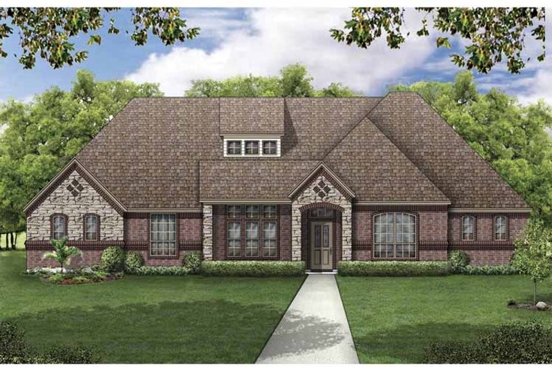 Home Plan - Exterior - Front Elevation 3 for European House Plan #84-776 - 4 bed, 3 bath