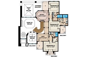 Floor Plan - Upper Floor for Mediterranean House Plan #27-428 - 5 bed, 5 bath