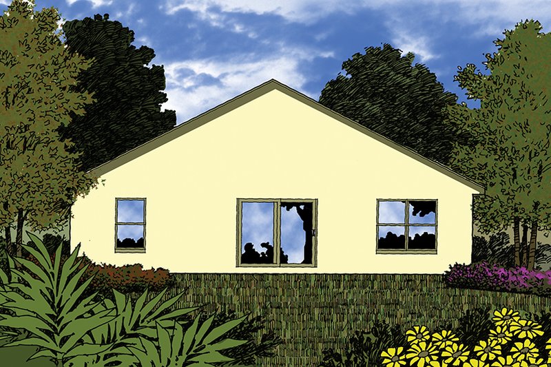 Home Plan - Exterior - Rear Elevation for Mediterranean House Plan #417-846 - 4 bed, 2 bath