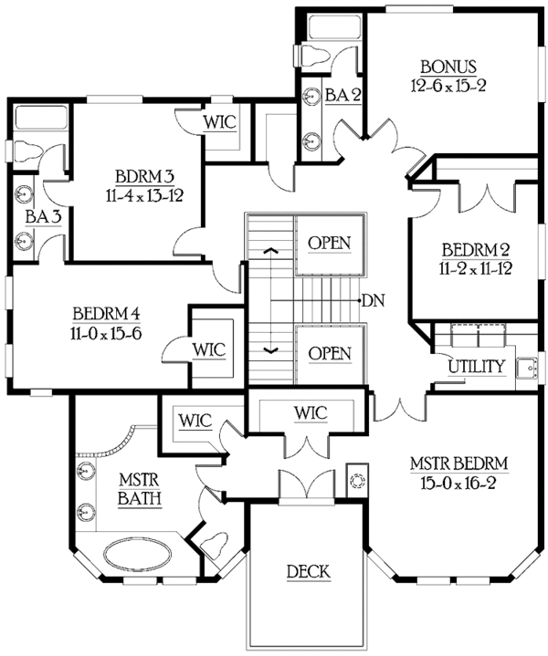 Craftsman Floor Plan - Upper Floor Plan #132-475