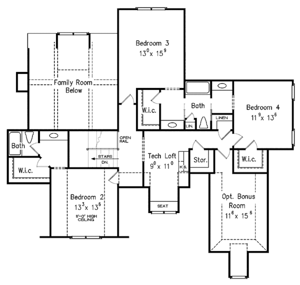 House Design - European Floor Plan - Upper Floor Plan #927-368