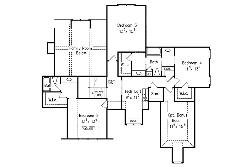 Home Plan - Floor Plan - Upper Floor for European House Plan #927-368 - 5 bed, 4.5 bath