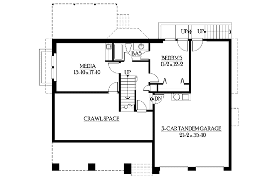 Floor Plan - Lower Floor for Craftsman House Plan #132-465 - 5 bed, 5.5 bath