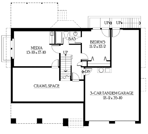 Architectural House Design - Craftsman Floor Plan - Lower Floor Plan #132-465