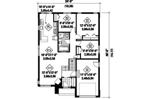 Floor Plan - Main Floor for Contemporary House Plan #25-4370 - 3 bed, 1 bath