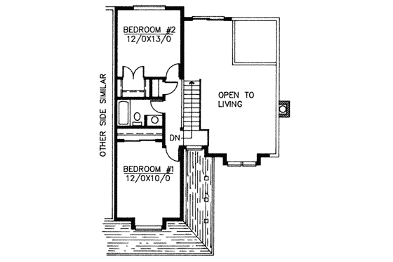 Floor Plan - Upper Floor for Traditional House Plan #303-254 - 2 bed, 2 bath