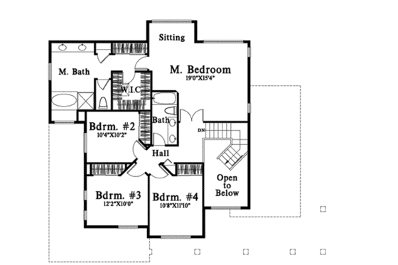 Floor Plan - Upper Floor for Traditional House Plan #78-106 - 4 bed, 2.5 bath