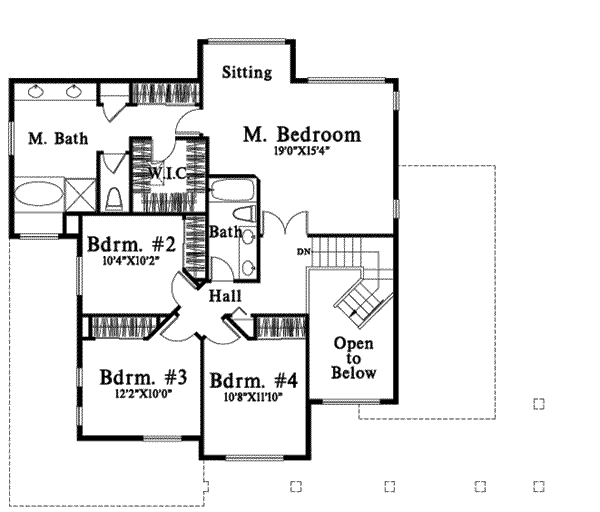 Traditional Floor Plan - Upper Floor Plan #78-106
