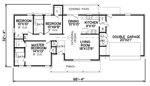 Ranch Floor Plan - Main Floor Plan #65-261