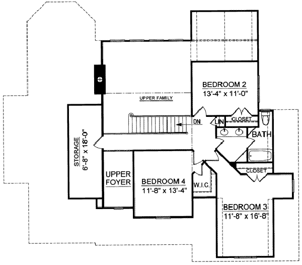 Colonial Floor Plan - Upper Floor Plan #119-108