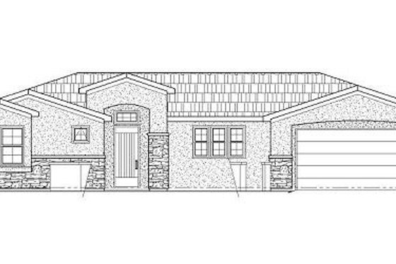 Exterior - Front Elevation for Adobe / Southwestern House Plan #24-287 - 3 bed, 3 bath