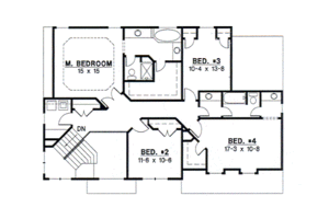 Floor Plan - Upper Floor for Traditional House Plan #67-500 - 4 bed, 2.5 bath