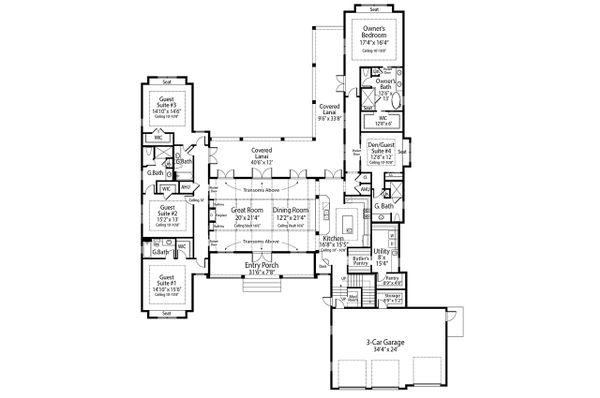 House Blueprint - Farmhouse Floor Plan - Main Floor Plan #938-105