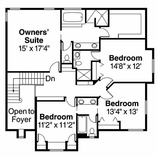 House Blueprint - European Floor Plan - Upper Floor Plan #124-542