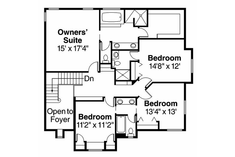 Home Plan - Floor Plan - Upper Floor for European House Plan #124-542 - 4 bed, 3.5 bath