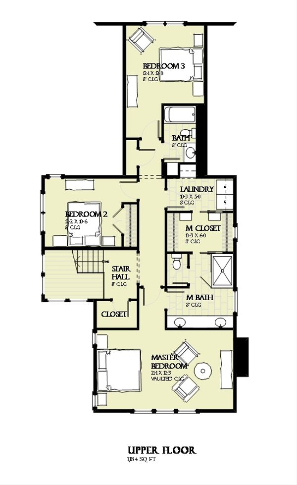 Beach Floor Plan - Upper Floor Plan #901-131