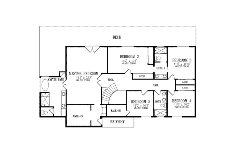 House Blueprint - Floor Plan - Upper Floor for Country House Plan #1-853 - 5 bed, 4 bath