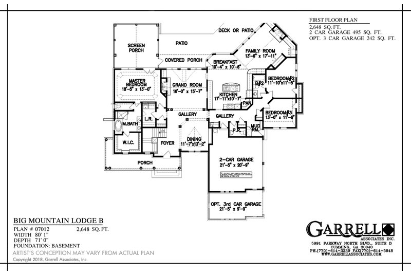 Home Plan - Floor Plan - Main Floor for Craftsman House Plan #54-257 - 3 bed, 2.5 bath