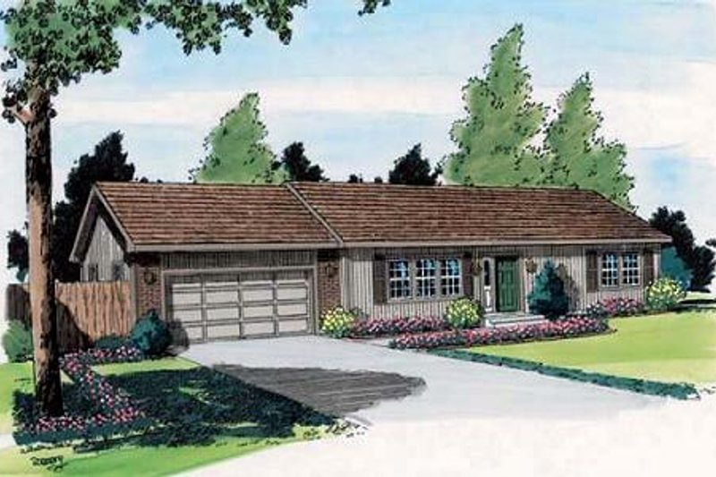 Ranch Style House Plan - 3 Beds 1 Baths 1092 Sq/Ft Plan #312-350
