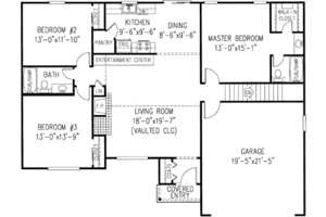 Floor Plan - Main Floor for Traditional House Plan #11-102 - 3 bed, 2 bath