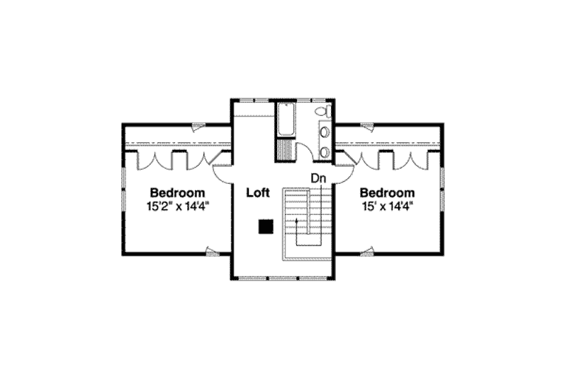 Home Plan - Floor Plan - Upper Floor for Cottage House Plan #124-524 - 2 bed, 2 bath