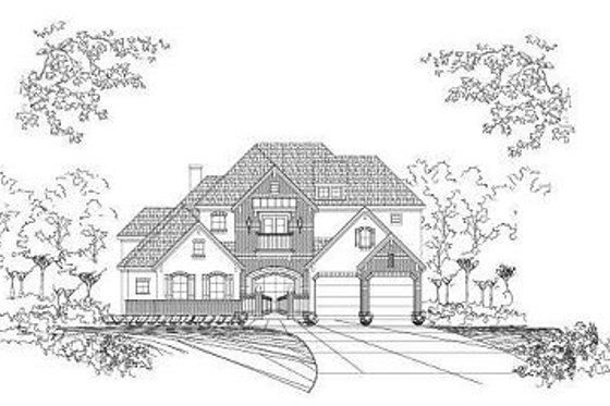 Exterior - Front Elevation for European House Plan #411-691 - 5 bed, 3.5 bath